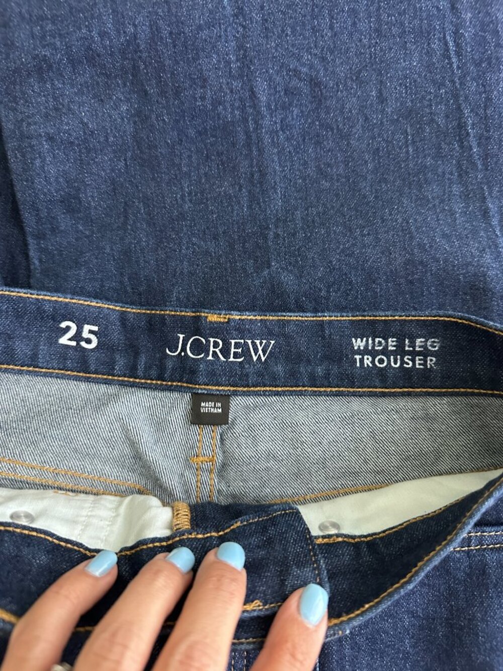 J. Crew Pintuck Denim Trouser in Dark Rinse Wash Wide Leg High Rise 25 #A1825 - Picture 4 of 7